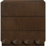 Scallop Oak Veneer Nightstand in Brown