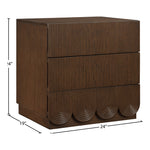Scallop Oak Veneer Nightstand in Brown