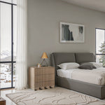Scallop Oak Veneer Nightstand in Natural