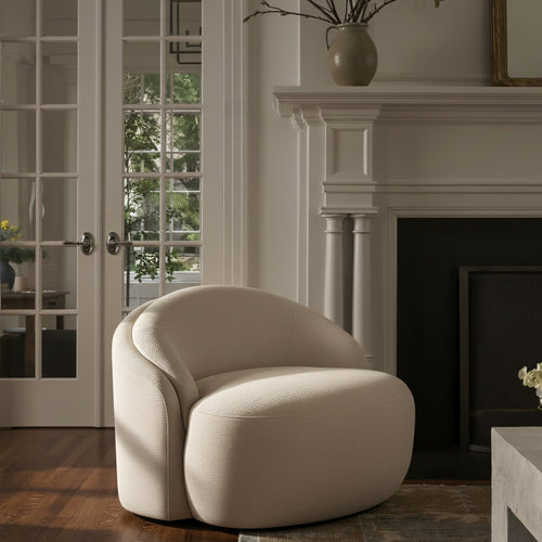 Caspian Chenille Fabric Upholstered Chair in Beige