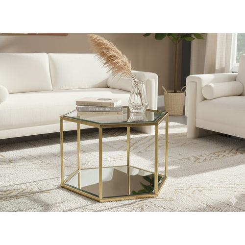 Sei Glass And Steel Coffee Table in Gold
