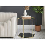 Sei Glass And Steel End / Side Table in Gold