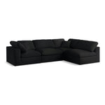 Serene 119" Linen Textured Fabric Upholstered Deluxe Comfort 4pc. Modular Sectional in Black