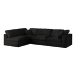 Serene 119" Linen Textured Fabric Upholstered Deluxe Comfort 4pc. Modular Sectional in Black