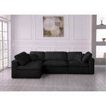 Serene 119" Linen Textured Fabric Upholstered Deluxe Comfort 4pc. Modular Sectional in Black