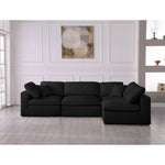 Serene 119" Linen Textured Fabric Upholstered Deluxe Comfort 4pc. Modular Sectional in Black