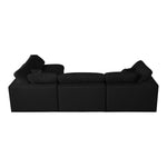 Serene 119" Linen Textured Fabric Upholstered Deluxe Comfort 4pc. Modular Sectional in Black