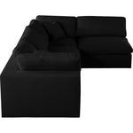 Serene 119" Linen Textured Fabric Upholstered Deluxe Comfort 4pc. Modular Sectional in Black
