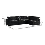 Serene 119" Linen Textured Fabric Upholstered Deluxe Comfort 4pc. Modular Sectional in Black