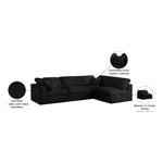 Serene 119" Linen Textured Fabric Upholstered Deluxe Comfort 4pc. Modular Sectional in Black