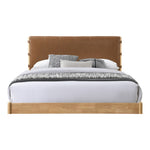 Asher Vegan Leather Upholstered Queen Bed (3 Boxes) in Cognac