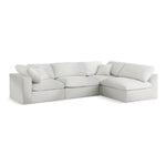 Serene 119" Linen Textured Fabric Upholstered Deluxe Comfort 4pc. Modular Sectional in Cream