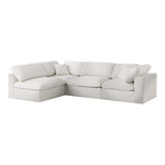 Serene 119" Linen Textured Fabric Upholstered Deluxe Comfort 4pc. Modular Sectional in Cream