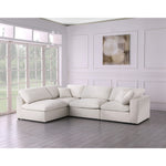Serene 119" Linen Textured Fabric Upholstered Deluxe Comfort 4pc. Modular Sectional in Cream