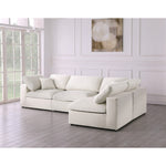 Serene 119" Linen Textured Fabric Upholstered Deluxe Comfort 4pc. Modular Sectional in Cream
