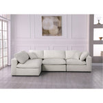 Serene 119" Linen Textured Fabric Upholstered Deluxe Comfort 4pc. Modular Sectional in Cream