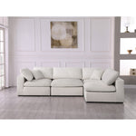 Serene 119" Linen Textured Fabric Upholstered Deluxe Comfort 4pc. Modular Sectional in Cream