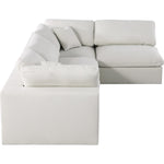 Serene 119" Linen Textured Fabric Upholstered Deluxe Comfort 4pc. Modular Sectional in Cream