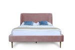 Heather Velvet Upholstered Queen Bed in Blush and Gold