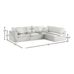 Serene 119" Linen Textured Fabric Upholstered Deluxe Comfort 4pc. Modular Sectional in Cream