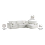 Serene 119" Linen Textured Fabric Upholstered Deluxe Comfort 4pc. Modular Sectional in Cream