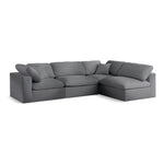 Serene 119" Linen Textured Fabric Upholstered Deluxe Comfort 4pc. Modular Sectional in Grey