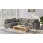 Serene 119" Linen Textured Fabric Upholstered Deluxe Comfort 4pc. Modular Sectional in Grey