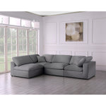 Serene 119" Linen Textured Fabric Upholstered Deluxe Comfort 4pc. Modular Sectional in Grey