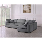Serene 119" Linen Textured Fabric Upholstered Deluxe Comfort 4pc. Modular Sectional in Grey