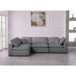 Serene 119" Linen Textured Fabric Upholstered Deluxe Comfort 4pc. Modular Sectional in Grey