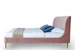 Heather Velvet Upholstered Queen Bed in Blush and Gold