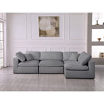 Serene 119" Linen Textured Fabric Upholstered Deluxe Comfort 4pc. Modular Sectional in Grey