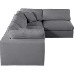 Serene 119" Linen Textured Fabric Upholstered Deluxe Comfort 4pc. Modular Sectional in Grey