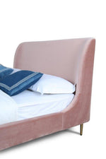Heather Velvet Upholstered Queen Bed in Blush and Gold