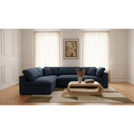 Serene 119" Linen Textured Fabric Upholstered Deluxe Comfort 4pc. Modular Sectional in Navy