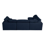 Serene 119" Linen Textured Fabric Upholstered Deluxe Comfort 4pc. Modular Sectional in Navy
