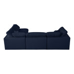 Serene 119" Linen Textured Fabric Upholstered Deluxe Comfort 4pc. Modular Sectional in Navy