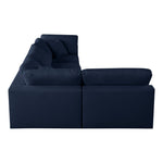 Serene 119" Linen Textured Fabric Upholstered Deluxe Comfort 4pc. Modular Sectional in Navy