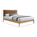 Asher Vegan Leather Upholstered Queen Bed (3 Boxes) in Cognac