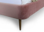 Heather Velvet Upholstered Queen Bed in Blush and Gold