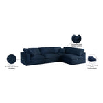 Serene 119" Linen Textured Fabric Upholstered Deluxe Comfort 4pc. Modular Sectional in Navy