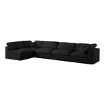 Serene 158" Linen Textured Fabric Upholstered Deluxe Comfort 5pc. Modular Sectional in Black