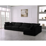 Serene 158" Linen Textured Fabric Upholstered Deluxe Comfort 5pc. Modular Sectional in Black