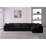 Serene 158" Linen Textured Fabric Upholstered Deluxe Comfort 5pc. Modular Sectional in Black