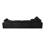 Serene 158" Linen Textured Fabric Upholstered Deluxe Comfort 5pc. Modular Sectional in Black