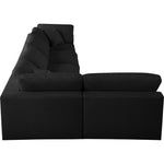 Serene 158" Linen Textured Fabric Upholstered Deluxe Comfort 5pc. Modular Sectional in Black
