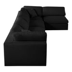 Serene 158" Linen Textured Fabric Upholstered Deluxe Comfort 5pc. Modular Sectional in Black