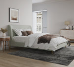 Heather Velvet Upholstered Queen Bed in Cream and Gold