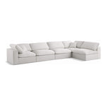 Serene 158" Linen Textured Fabric Upholstered Deluxe Comfort 5pc. Modular Sectional in Cream