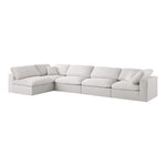 Serene 158" Linen Textured Fabric Upholstered Deluxe Comfort 5pc. Modular Sectional in Cream